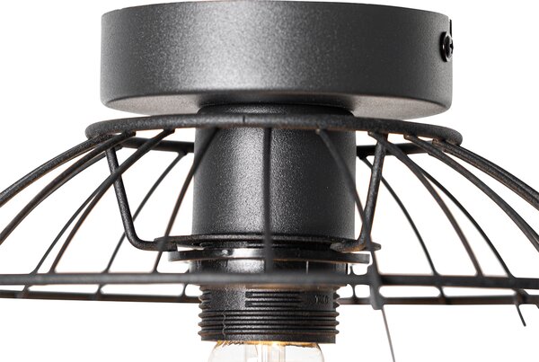 Plafoniera orientale nera con rattan 25 cm - Emir