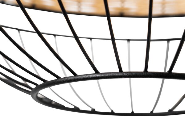 Lampada a sospensione orientale nera con rattan 38 cm - Emir
