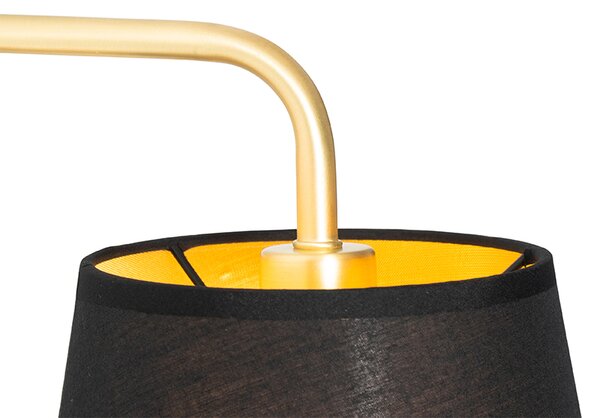 Applique moderna nera e oro con luce di lettura - Renier