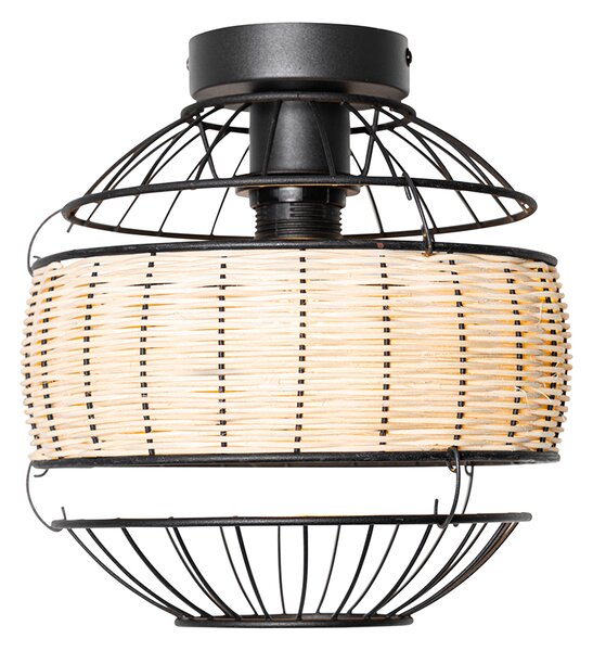 Plafoniera orientale nera con rattan 25 cm - Emir