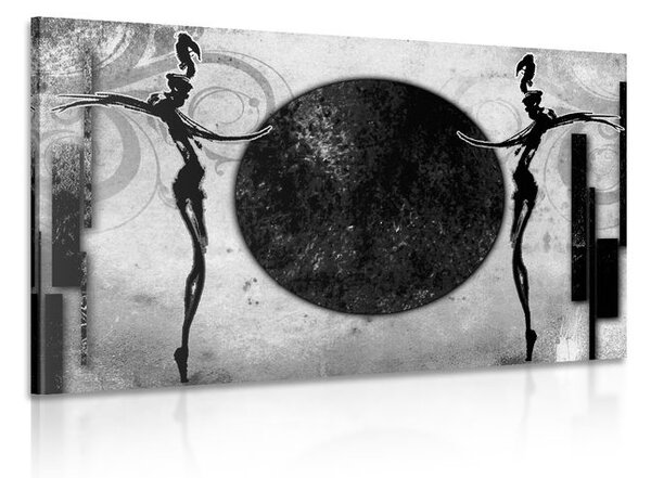Quadro su tela – Danza africana in bianco e nero