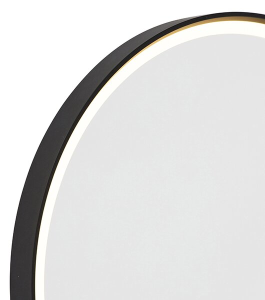 Specchio da bagno nero 50 cm con LED dimmerabile a 3 livelli con touch rotondo - Miral