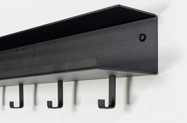 Attaccapanni da parete nero in metallo con scaffale 50 cm Easy – Spinder Design
