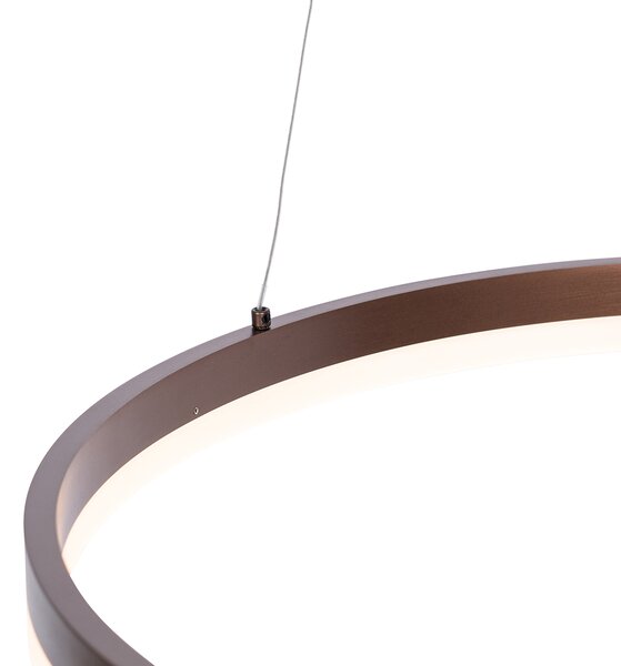 Lampada a sospensione bronzo scuro 60 cm incl. LED dimmerabile a 3 livelli - Anello