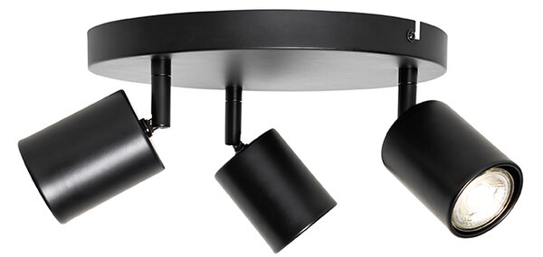 Plafoniera moderna nera regolabile rotonda 3 luci - Java