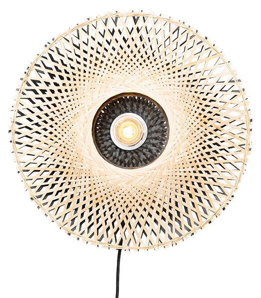 Applique da parete orientale in bambù 35 cm con spina - Rina