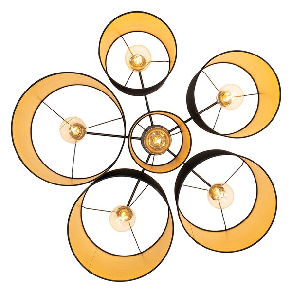 Plafoniera nera con interno dorato 6 luci - Multidrum