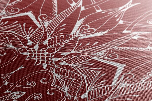 Stampa su tela – Mandala bianco su sfondo bordeaux