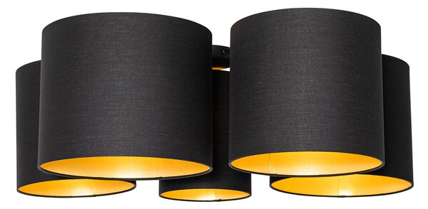 Plafoniera nera con interno dorato 5 luci - Multidrum