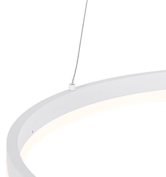 Lampada a sospensione di design bianca 60 cm con LED dimmerabile a 3 livelli - Anello