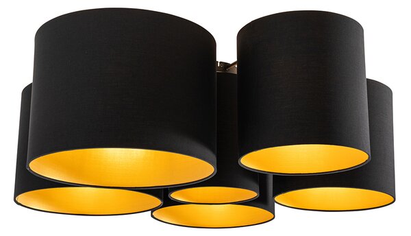 Plafoniera nera con interno dorato 6 luci - Multidrum