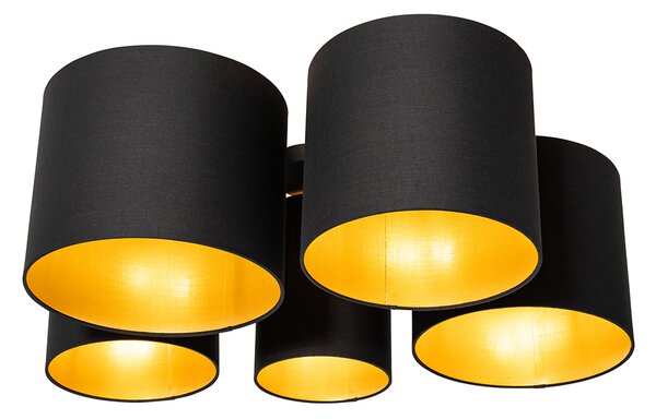 Plafoniera nera con interno dorato 5 luci - Multidrum