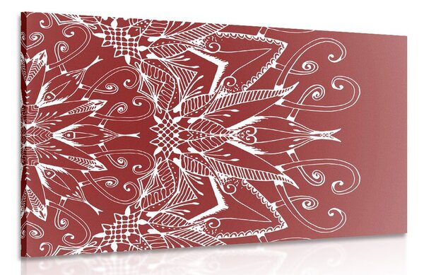 Stampa su tela – Mandala bianco su sfondo bordeaux