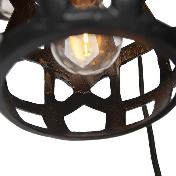 Lampada a sospensione industriale nera rotonda 3 luci - Bobby