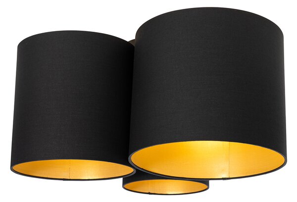 Plafoniera nera con interno dorato 3 luci - Multidrum