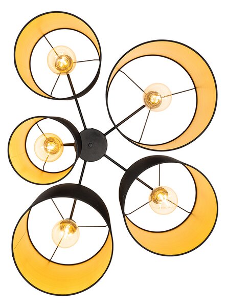 Plafoniera nera con interno dorato 5 luci - Multidrum