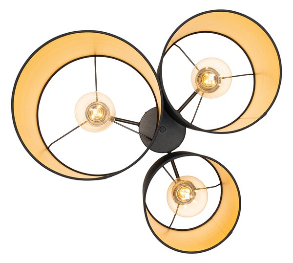 Plafoniera nera con interno dorato 3 luci - Multidrum