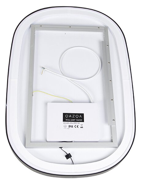 Specchio da bagno nero con LED dimmerabile a 3 livelli con touch ovale - Miral