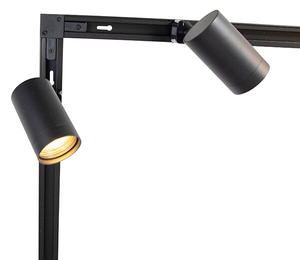 Sistema di illuminazione a binario moderno con 14 faretti neri monofase - Iconic Jeana