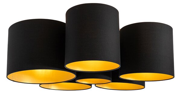 Plafoniera nera con interno dorato 6 luci - Multidrum