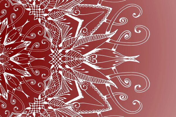 Stampa su tela – Mandala bianco su sfondo bordeaux