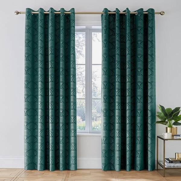 Tende in tessuto dimout verdi in set di 2 pezzi 229x229 cm Art Deco Pearl - Catherine Lansfield