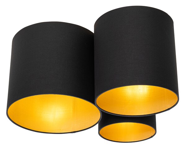 Plafoniera nera con interno dorato 3 luci - Multidrum