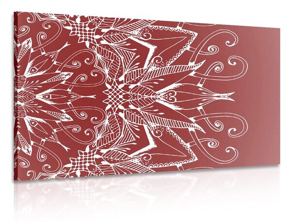 Stampa su tela – Mandala bianco su sfondo bordeaux