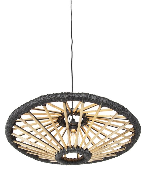 Lampada a sospensione orientale in bambù e nero 60 cm - Evalin