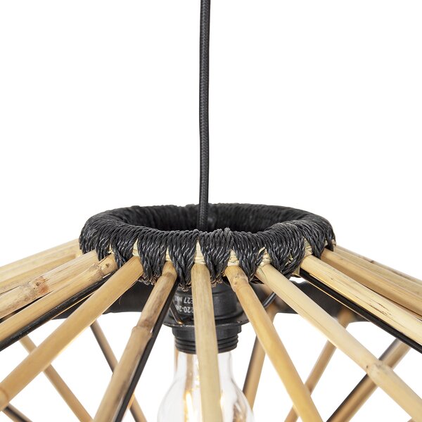 Lampada a sospensione orientale in bambù e nero 60 cm - Evalin