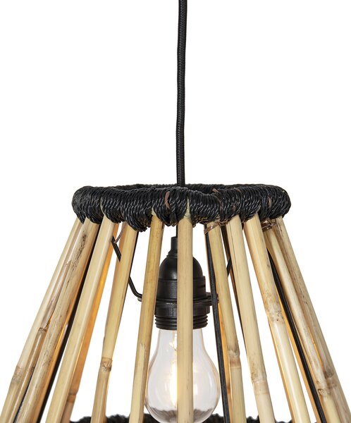 Lampada a sospensione orientale in bambù con nero 32 cm - Evalin