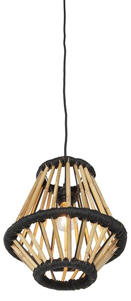 Lampada a sospensione orientale in bambù con nero 32 cm - Evalin