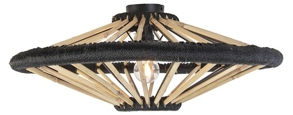 Lampadario orientale in bambù con nero 60 cm - Evalin