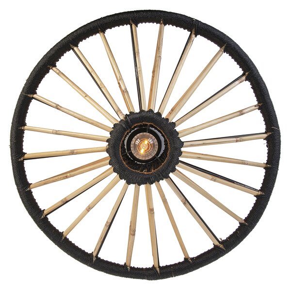 Lampadario orientale in bambù con nero 60 cm - Evalin