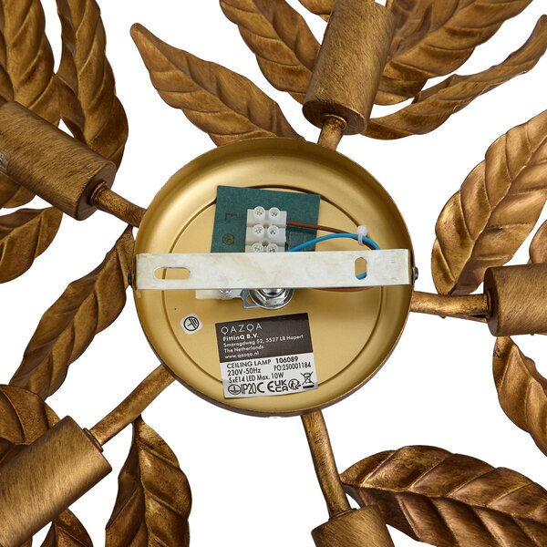 Plafoniera vintage oro antico 5 luci - Linden