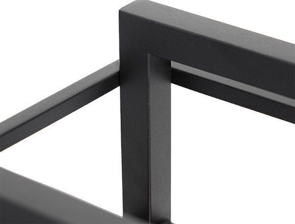 Lampada da tavolo industriale nera con legno - Cage Rack