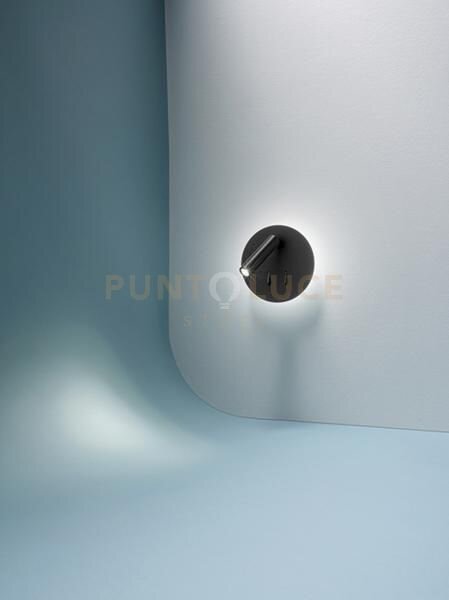 Applique in metallo verniciato nero plug led 6w + 3w faretto spot 3