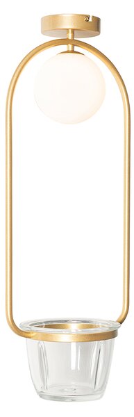 Plafoniera Art Déco oro con vetro bianco - Isabella