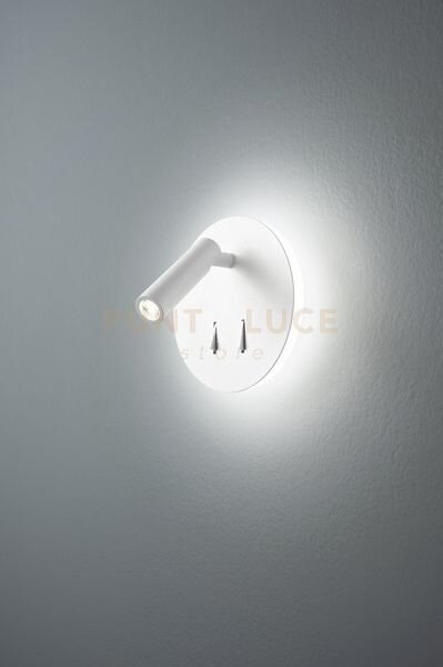 Applique in metallo verniciato bianco plug led 6w + 3w faretto spot