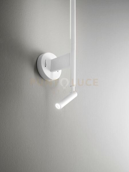 Applique in metallo verniciato bianco ramon biemissione led 6w + 3w