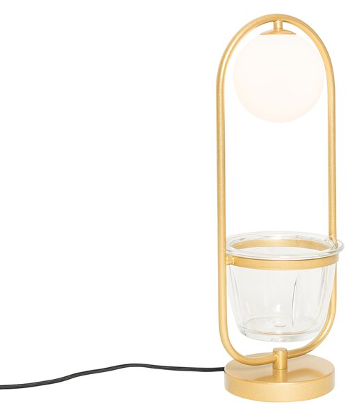 Lampada da tavolo Art Déco dorata con vetro bianco - Isabella