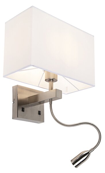 Lampada da parete intelligente in acciaio con paralume bianco crema incl. Wifi P45 - Bergamo