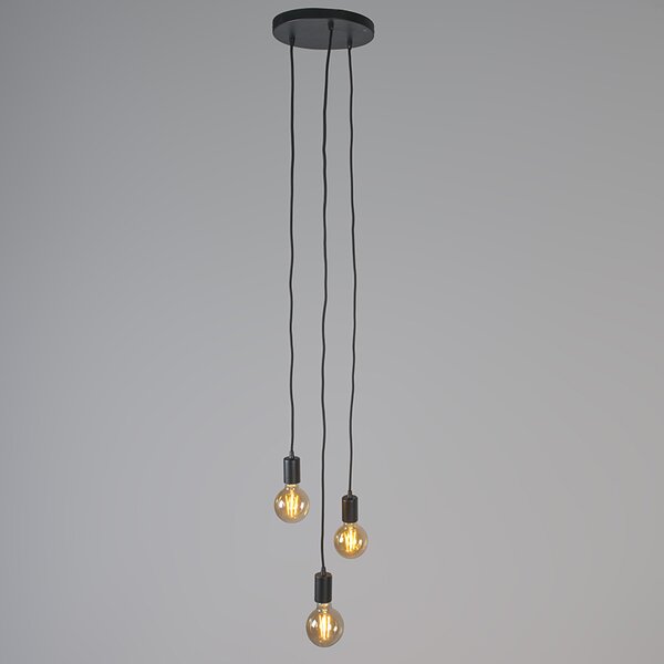 Lampada a sospensione industriale intelligente nera con WiFi G95 3 luci - Facil