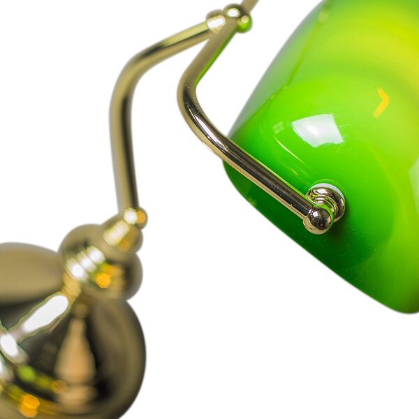 Lampada da tavolo intelligente ottone con vetro verde incl. Wifi P45 - Banker