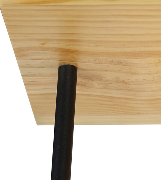 Plafoniera industriale nera con legno 3 luci - Shelf