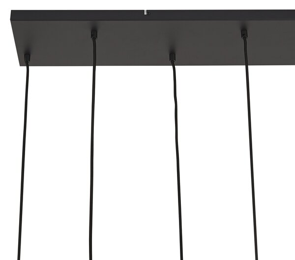 Lampada a sospensione Art Déco nera con vetro fumé 8 luci - Hanne