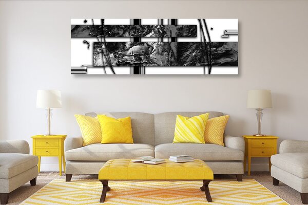 Quadro su tela – Astrazione di lusso in bianco e nero