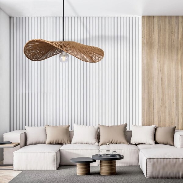 Lampadario a sospensione con filo CAPRI 1xE27/20W/230V diametro 60 cm bambù