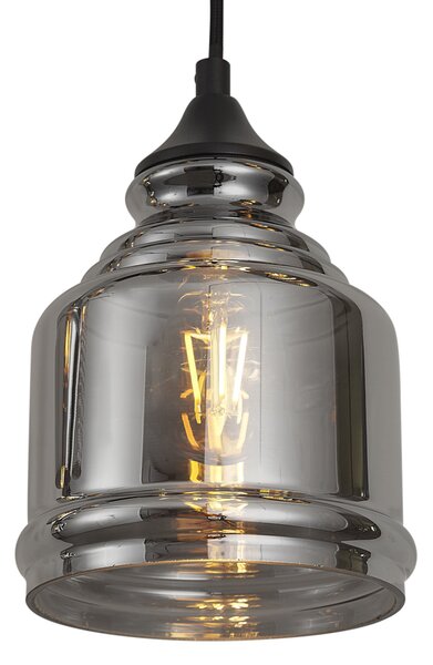 Lampada a sospensione Art Déco nera con vetro fumé 8 luci - Hanne