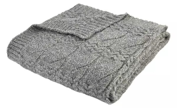 Coperta grigia a maglia 150x200 cm Cable Knit - Bianca